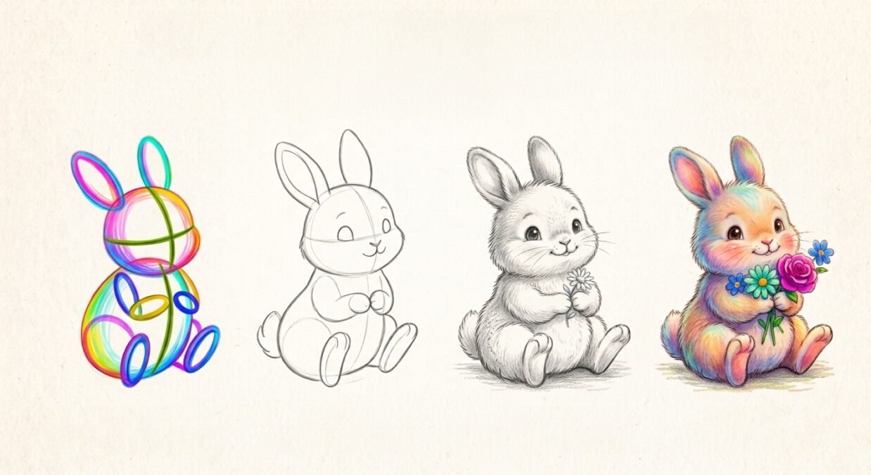 cute Bunny Drawing for beginners